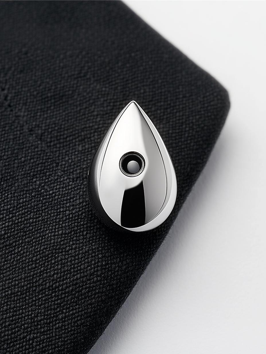 Silver Droplet on fabric — detail shot